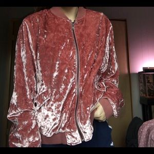 pink velvet bomber jacket